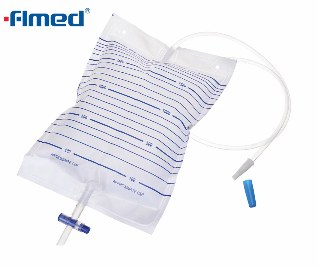 Disposable Urine Bag 2000ml Economic Urine Bag with T-Valve Pull-Push Valve Tube